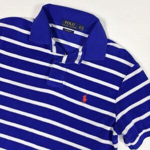 Polo Ralph Lauren Terry Cloth Polo Shirt Men Small Blue White Striped Custom Fit